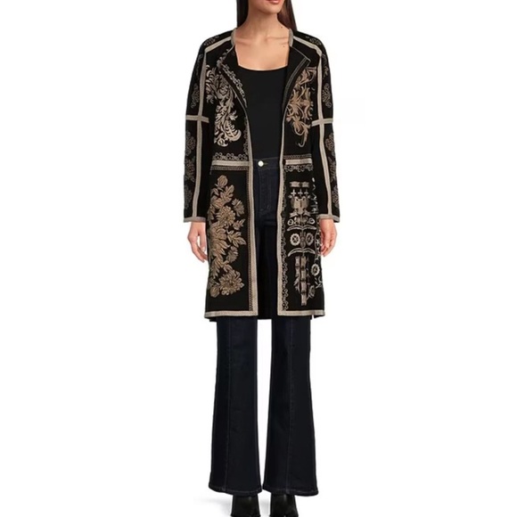 JOHNNY WAS Biya Mila Embroidered Knit Long Sleeve Boxy Sweater Kimono Duster NWT - Picture 16 of 16